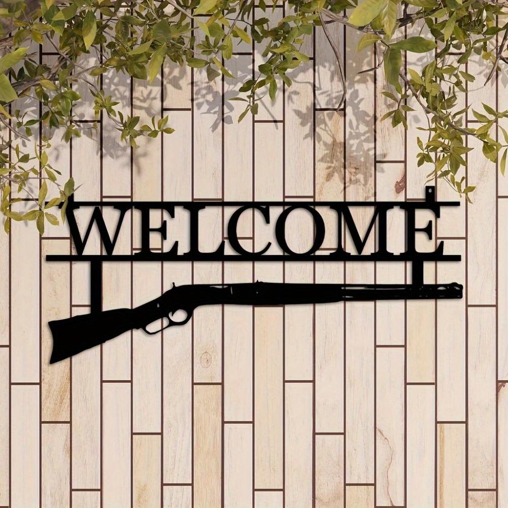 

Metal Gun Sign for Hunters Wall Art Hanging Welcome Decor Festival Statue TY3422-01