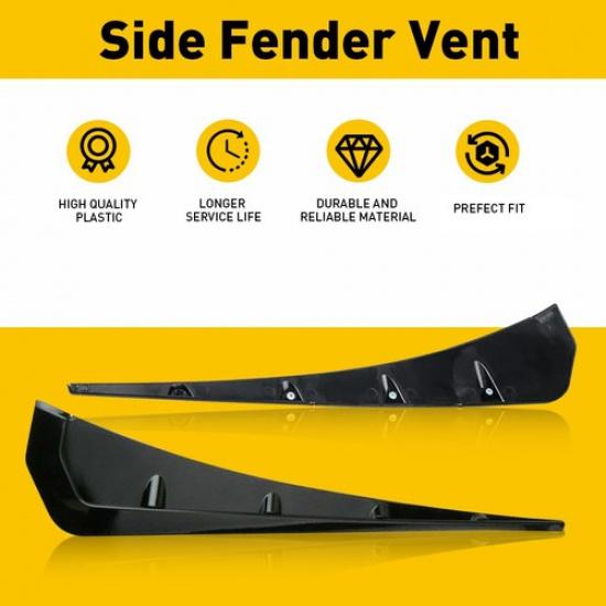 Universal Glossy Black Car Exterior Side Fender Vent Air Wing Cover Trim 2Pcs US