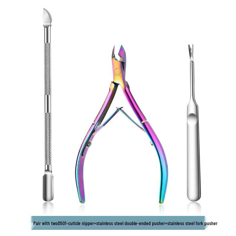 Stainless Steel Manicure Set: 3-Piece Dead Skin Scissors, Double-Headed Pusher, and Nail Clipper
