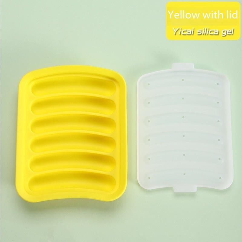 6-Cavity Sausage Mold Sausage Mold Easy Venting Food-Grade Easy Release Thickened Healthy Baking Silicone with Lid Baby Food