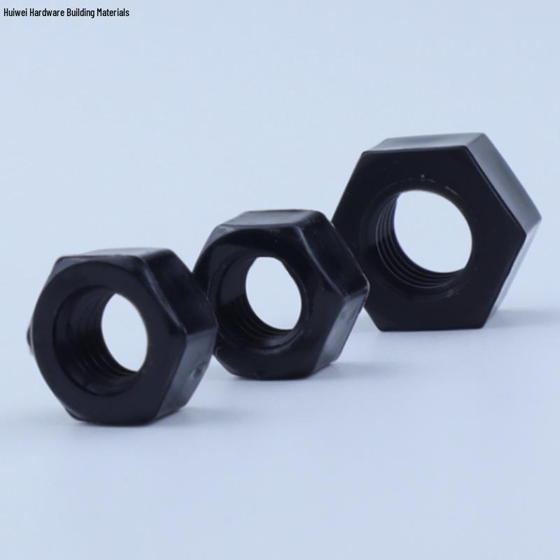 Black and White Nylon Hex Nut & Screw Cap, Sizes M2-M12