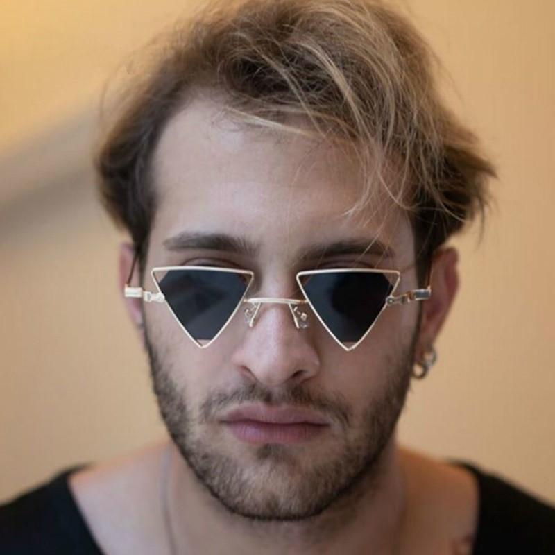 Retro Alloy Triangle Punk Sunglasses Men Hollow Eyewear Candy Colors Gradient Gothic Sun Glasses For Women Openwork Metal Frame