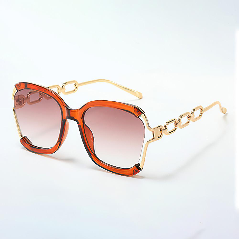 New Fashionable Sunglasses Women Gradient Lenses Golden Chain Decoration Unique Design Stylish Glasses for Women