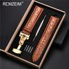 Leather Watch Band 18/20/22/24mm Universal Bracelet Crocodile Pattern Business Watchband Accessories with Gift Packing Box