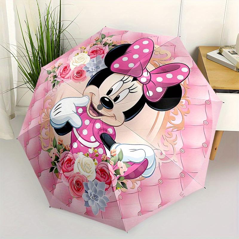 

Minnie Mouse,Floral Automatic Umbrella - Tri-fold Portable Umbrella, Best Holiday Gift for Men and Women, Durable Iron Frame, Playful Design