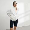 Lässige Sweatshirts mit halbem Reißverschluss für Damen, Pullover, übergroßer Hoodie, einfarbig, Stehkragen, langärmlige Oberteile