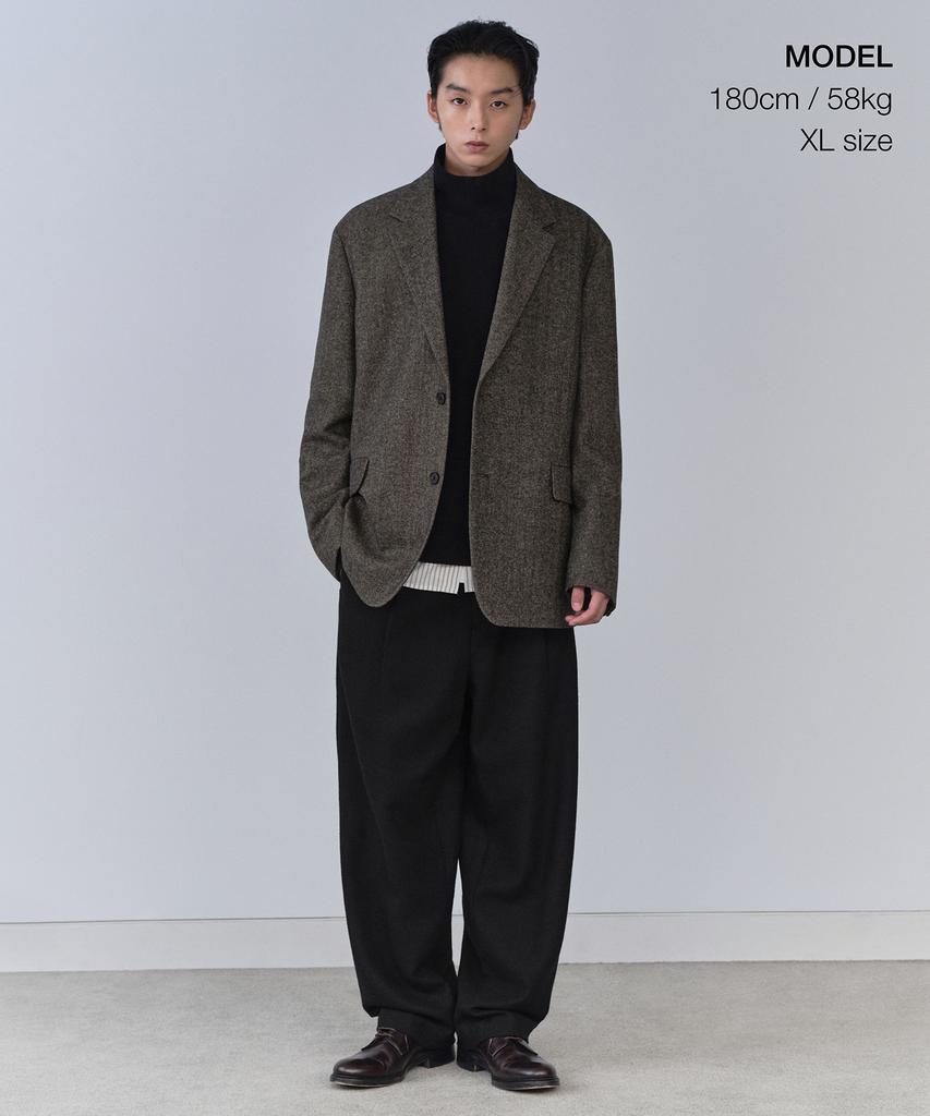 Musinsa Standard Wool Blend Herringbone Relaxed Blazer [Brown]