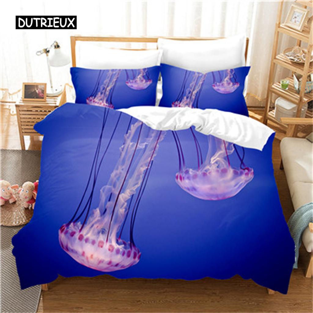 Bedding Set Marine Life Pink Jellyfish Fashion Duvet Cover Set Bedroom Set Comfort Cover for Women Girls Kids Bedroom Decoration