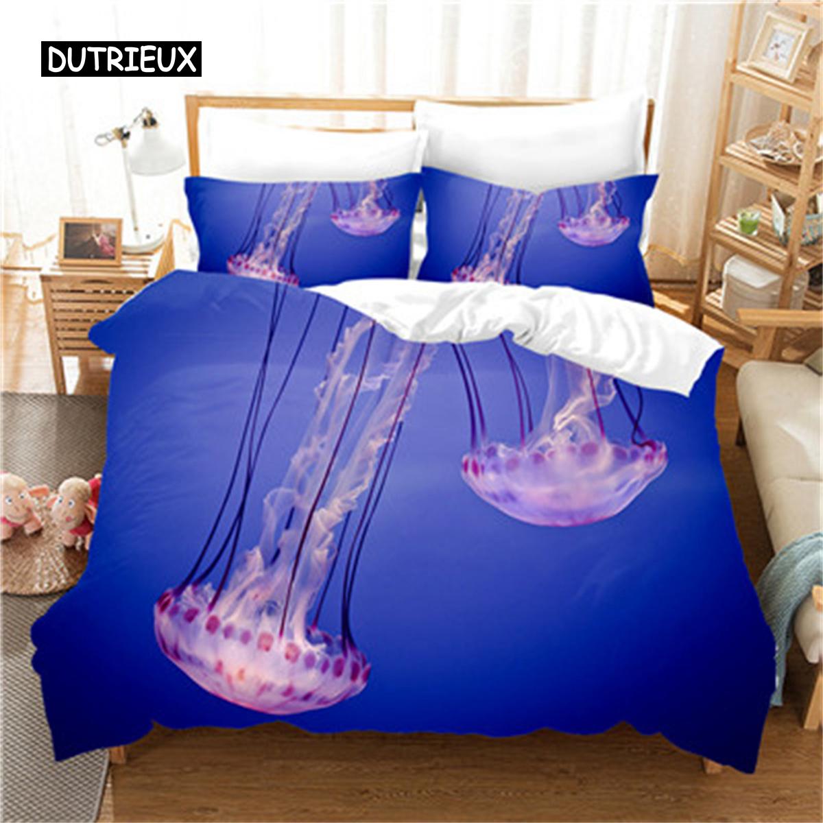 

Pink Jellyfish Bedding Set Marine Life Duvet Cover Comfortable Bedroom Decor for Women Girls Kids EU single(135x200cm)