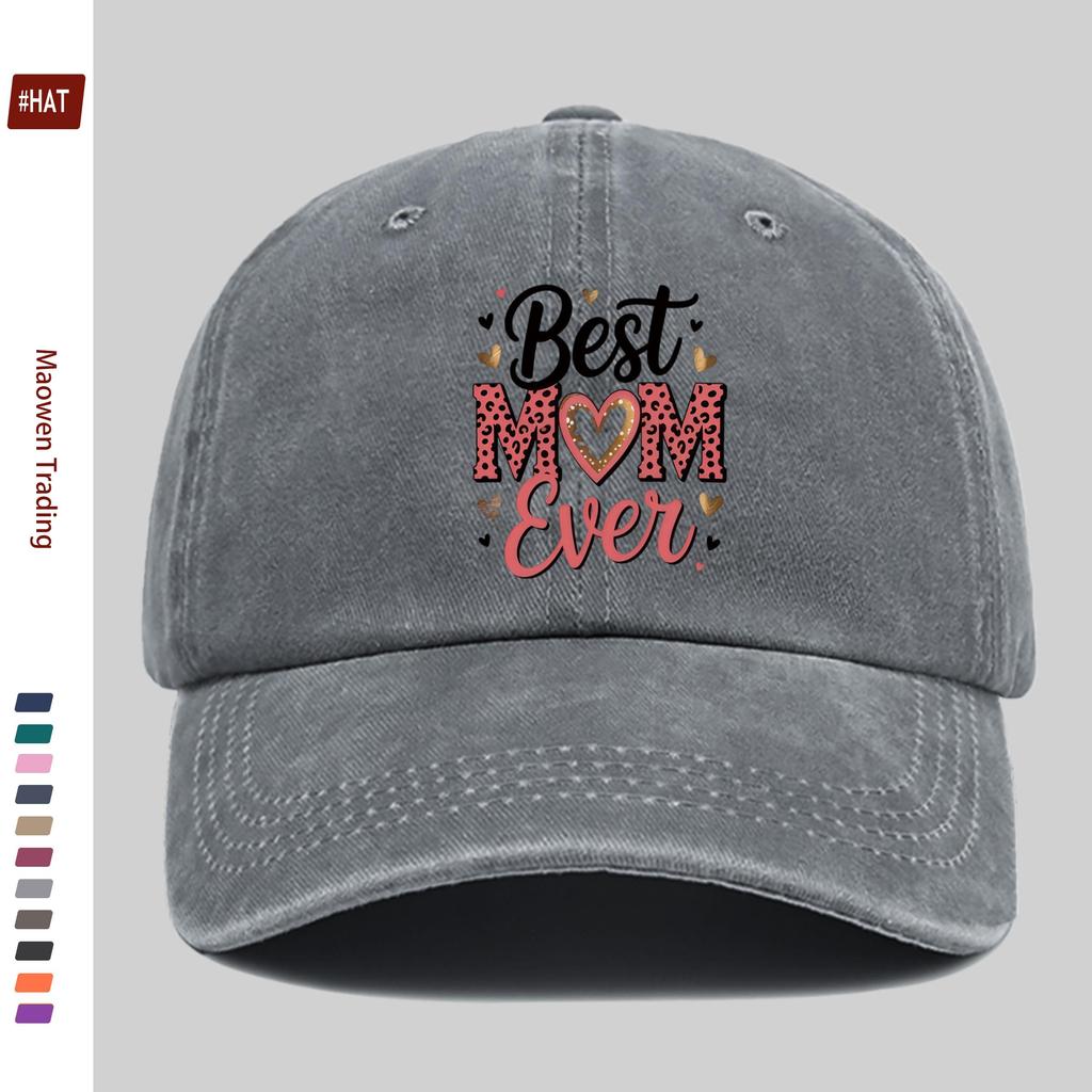 Pc Pcs Leopard Print Best Mom Ever Baseball Cap Suitable for Women Men Adjustable Trucker Hat with Buckle Strap Vintage