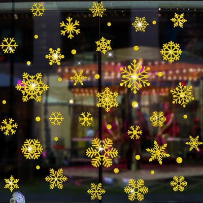 Christmas Decoration Snowflake Window Clings Glueless PVC Wall Stickers for Window Glasses, Pack of 28