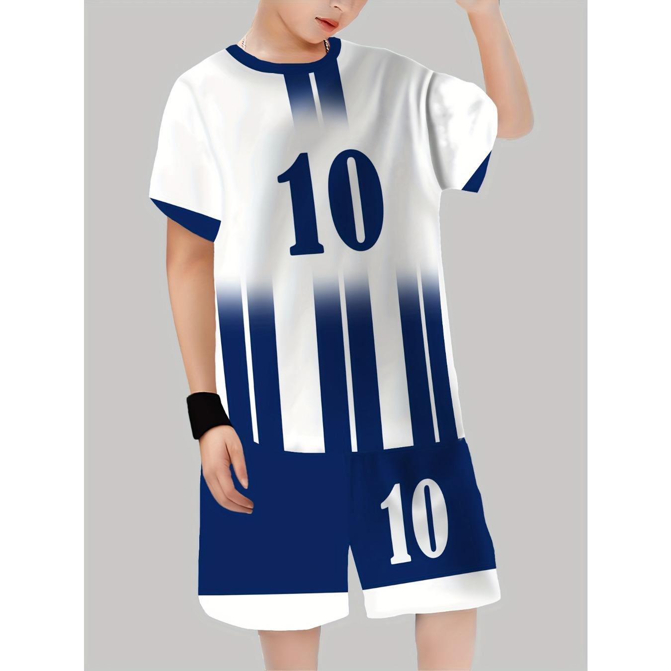 

Полиэстер Повседневный Свитшот с Круглым Вырезом и Короткой Рукавой с Шортами для Маленького Мальчика, Футбольный Костюм 5-6Y