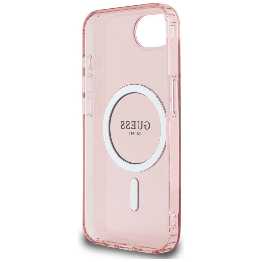Coque Guess IML Glitter Circle MagSafe pour iPhone 16e / 17e Rose