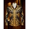 New Long Sword Black Wings Baroque 3D Printed Long Sleeve Shirt Smooth Satin Collar Men's Top Clothing