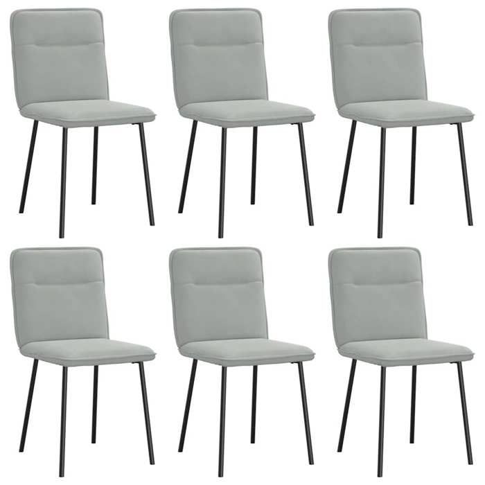 VidaXL Dining Chairs Set of 6 Light Grey Velvet, Chair, Living Room Chair, Accent Chair, Kitchen Chair, Seat of 3315579