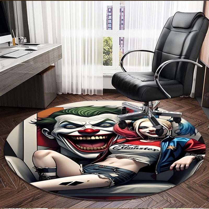 Harley Quinn Joker Print Round Rug, Washable Floor Carpet, For Entryway Dorm Laundry Room Office Study, Home Decor Birthday Christmas Gift