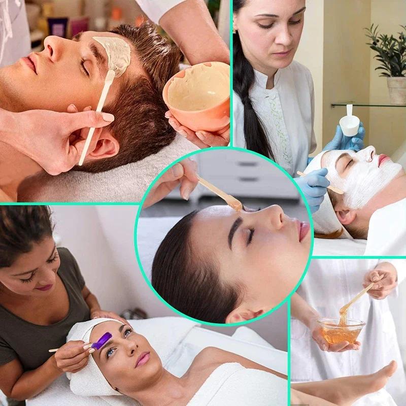 100Pcs Body Hair Removal Sticks Eyebrow Wax Sticks Wooden Waxing Spatulas Mini Eyebrow Waxing Spatulas Small Wooden Wiping Bar