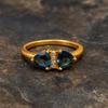 Peacock Sapphire Promise Ring – Trilliant Cut Green Sapphire Engagement Ring, Dainty Art Deco Ring, Handmade Statement Ring, Anniversary Gift for Her
