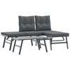 VidaXL Garden Bench Set with Cushions 3 Pcs Black, Outdoor Furniture Set, Picnic Set of 3283710