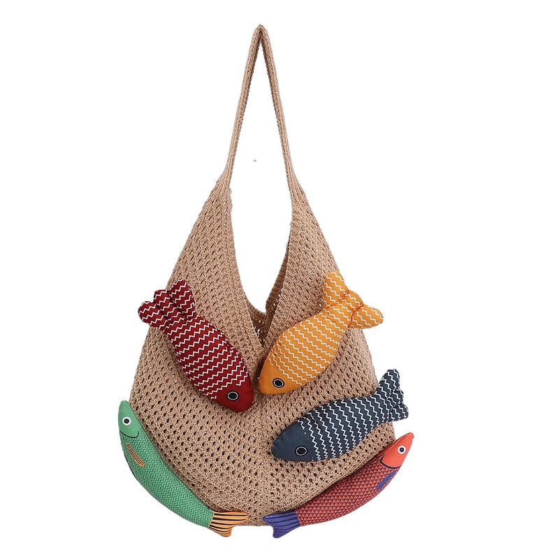 Casual Knitted Shoulder Bag With Spacious Design And Inner Card Pocket For Work And Travel