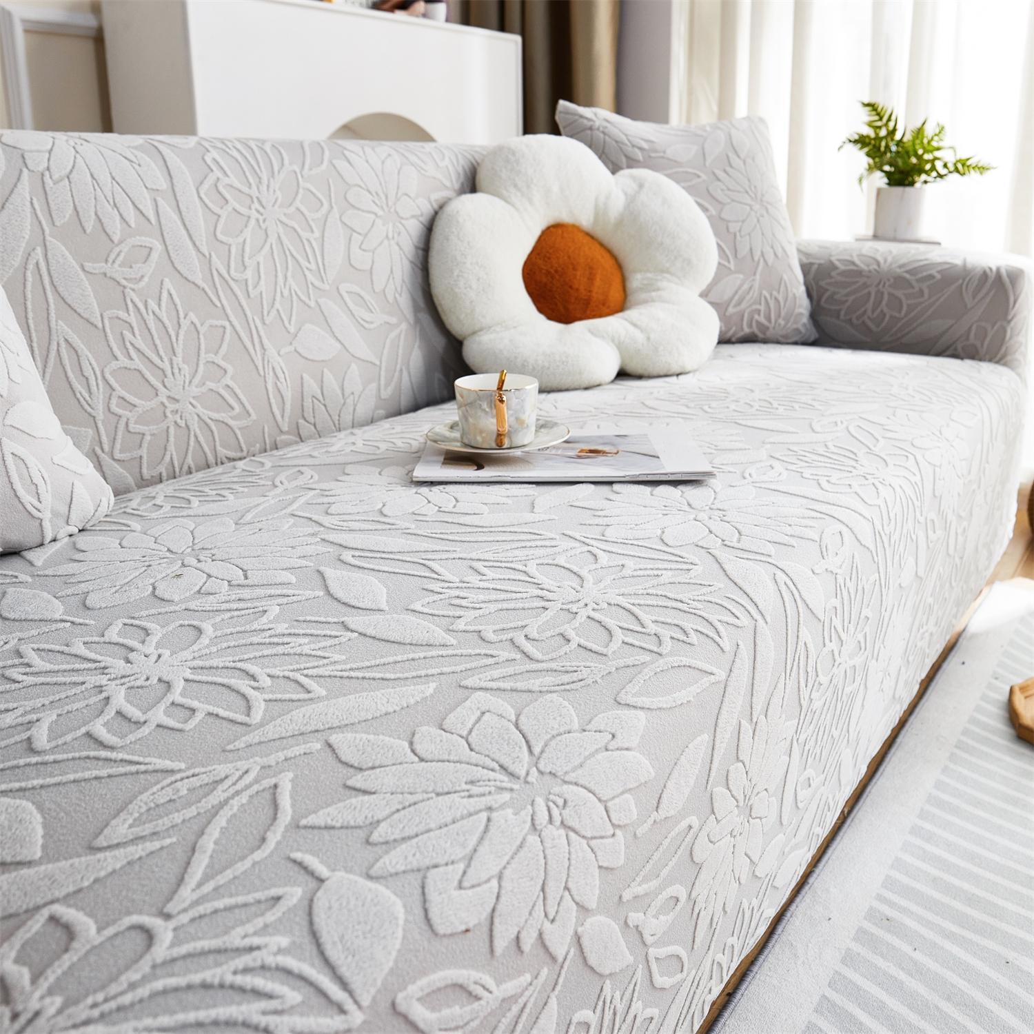 

1 шт. эластичный чехол для дивана Camellia Jacquard, нескользящий чехол для дивана, чехол для дивана Four Seasons Universal Furniture Protector Decor 3 Seater светло-серый