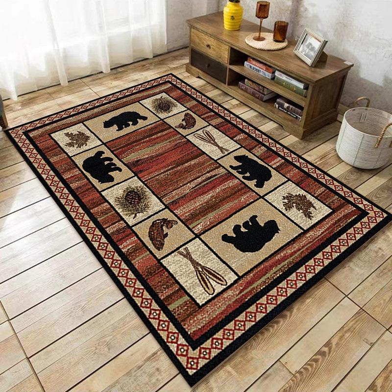 Living Room Carpet Non-slip Machine Washable Soft American Style Retro Ethnic Style Rugs Large Size Home Decoration Floor Mats