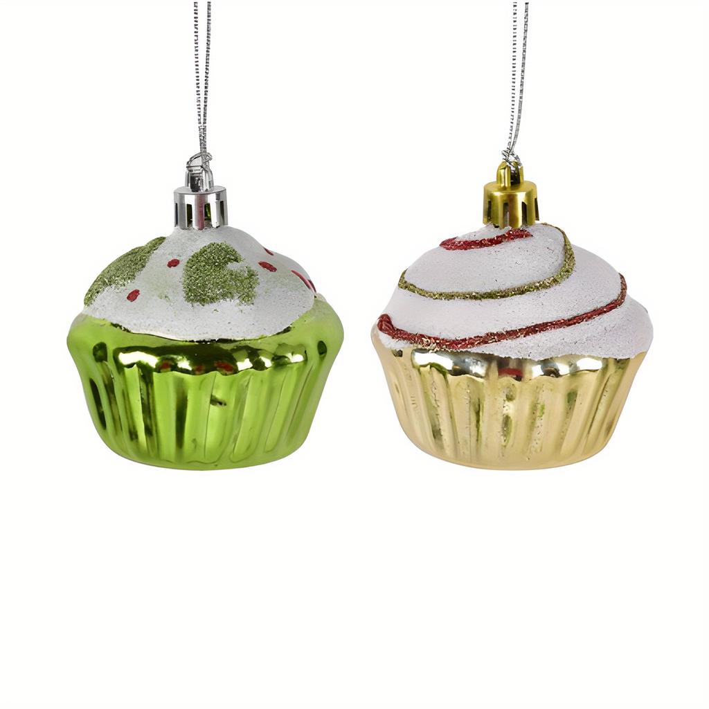 Ein Set aus 6 Weihnachtskuchen-Anhängern, Weihnachtsdekorationszubehör PVC Simulationskuchen-Anhänger Weihnachtsbaum Fenster Szenenlayout Anhänger