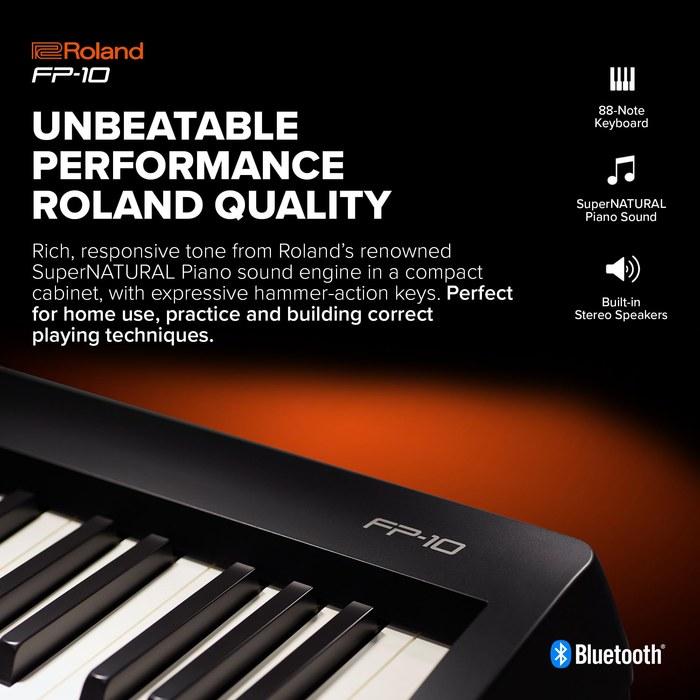 Roland FP-10-BK Electronic Piano, Portable Piano, Black