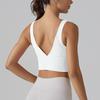 Nude Yoga Sports Bra with Deep V and Beautiful Back - Women's Fitness Vest with Integrated Cup