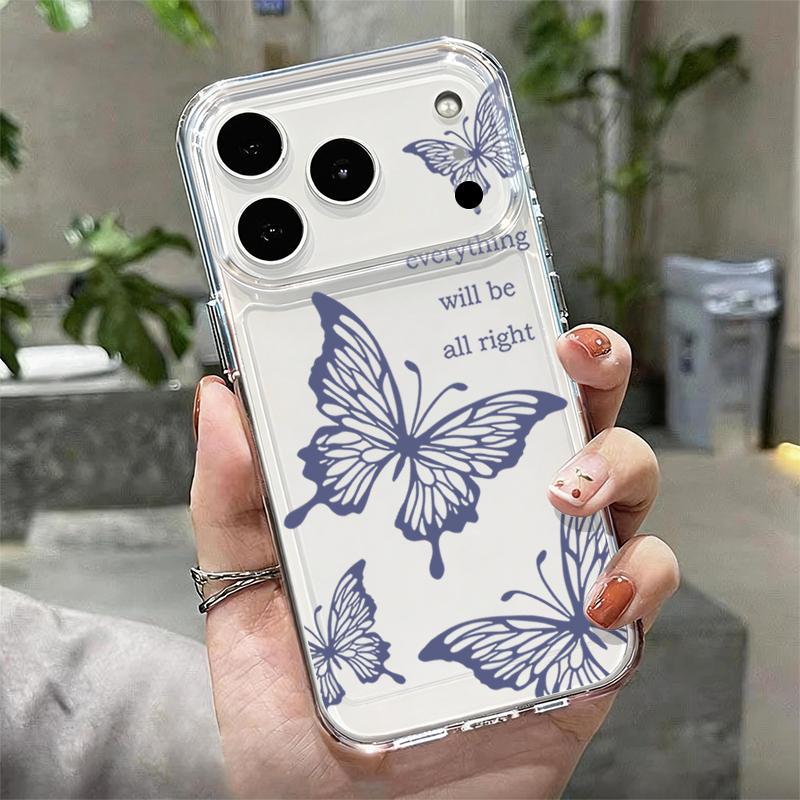 Black Butterfly Printed TPU Phone Case For iPhone 17 16 Pro 15 14 13 12 Pro Max 11 Shockproof Transparent Soft Silicone Cover