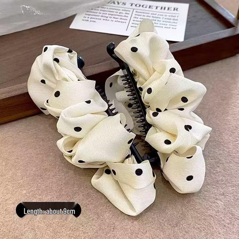 Polka Dot Pleated Cloud Bubble Banana Hair Clip