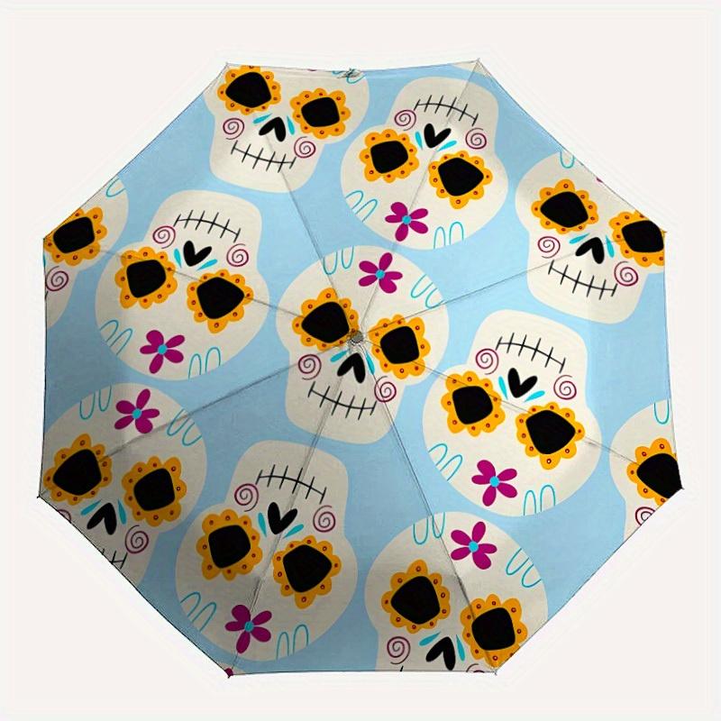 

1pc Sugar Skulls Automatic Open, Sturdy Iron Frame, Compact Folding Design, All-Season Portable Umbrella for Women & Men yy250801134
