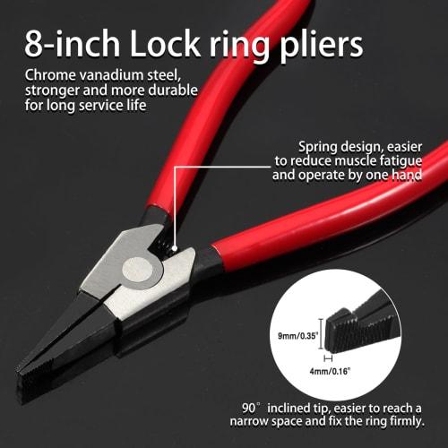 LEONTOOL C-Ring Pliers, No-Hole Shaft, Precision Snap Ring Pliers, Split Ring Pliers, E-Ring Pliers, Locking Ring Pliers, Removal Tool for C-Shaped Co