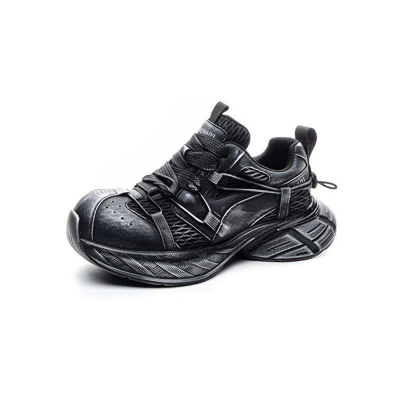 Functional Wind Outdoor Dad Shoes Women's 2025 Spring New Leather Polish Color European and American Thick-soled Heightening Casual Sports Shoes