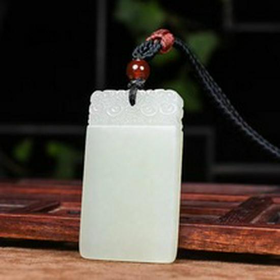 Xinjiang Hetian Jade Peace Pendant: Qingbai Jade with Auspicious Clouds Ruyi Design for Men and Women