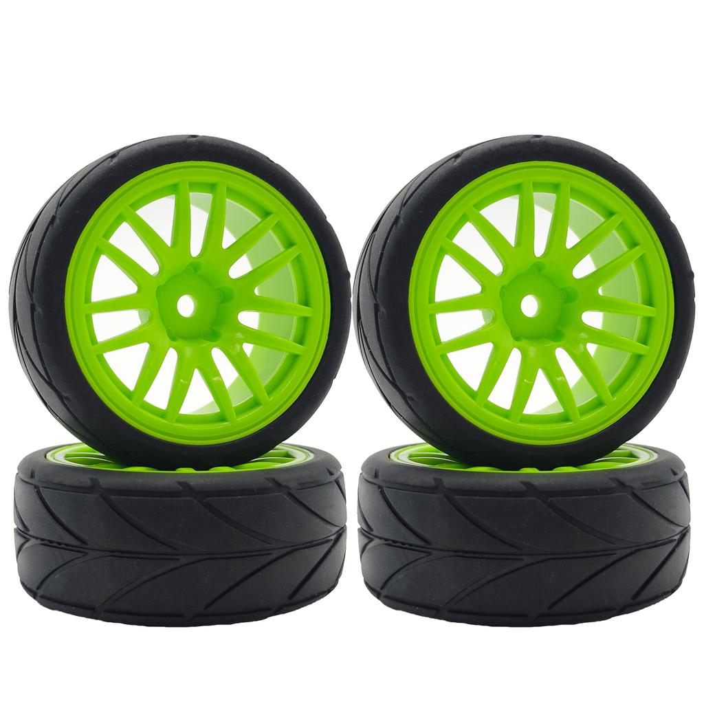 1/10 RC Racing Tires & Wheel Rims Hub 12mm Hex for 1:10 RC On Road Car Tamiya TT01 TT02 XV01 XV02 PTG-2 TA06 HSP HPI Kyosho