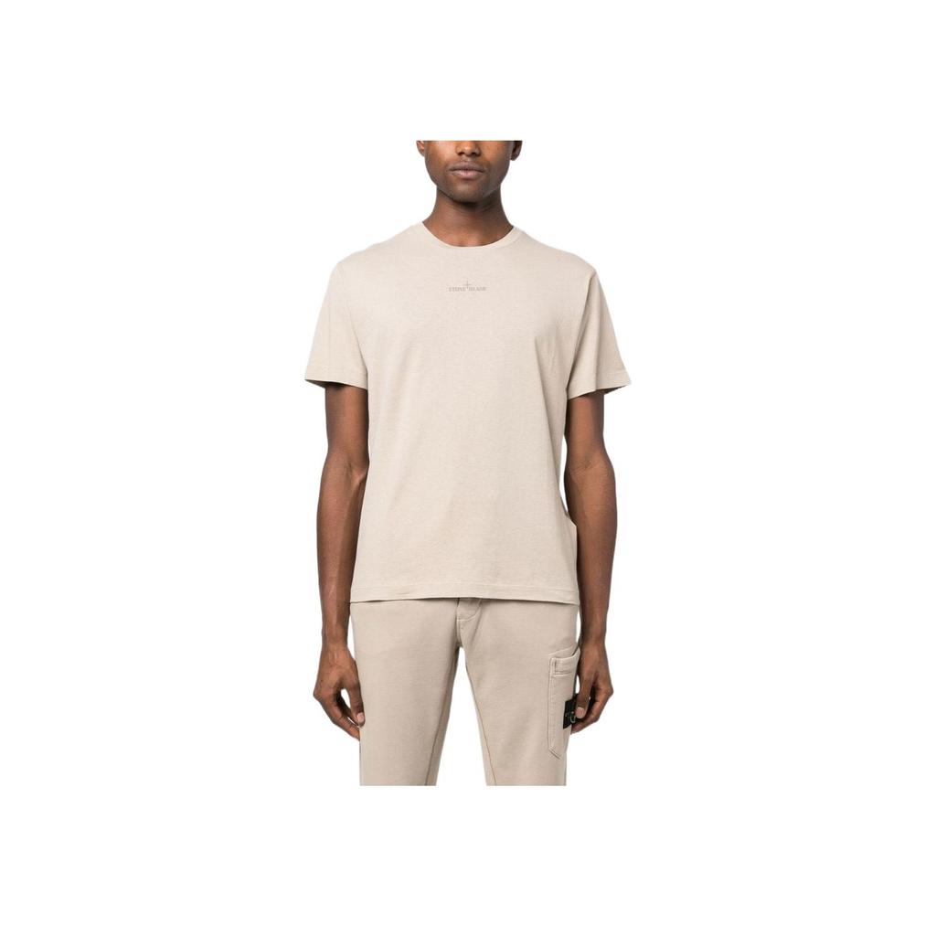 Stone Island Ss23 Letter Print Crew Neck Short Sleeve T-Shirt Men Tops Beige 78152NS94-V0092