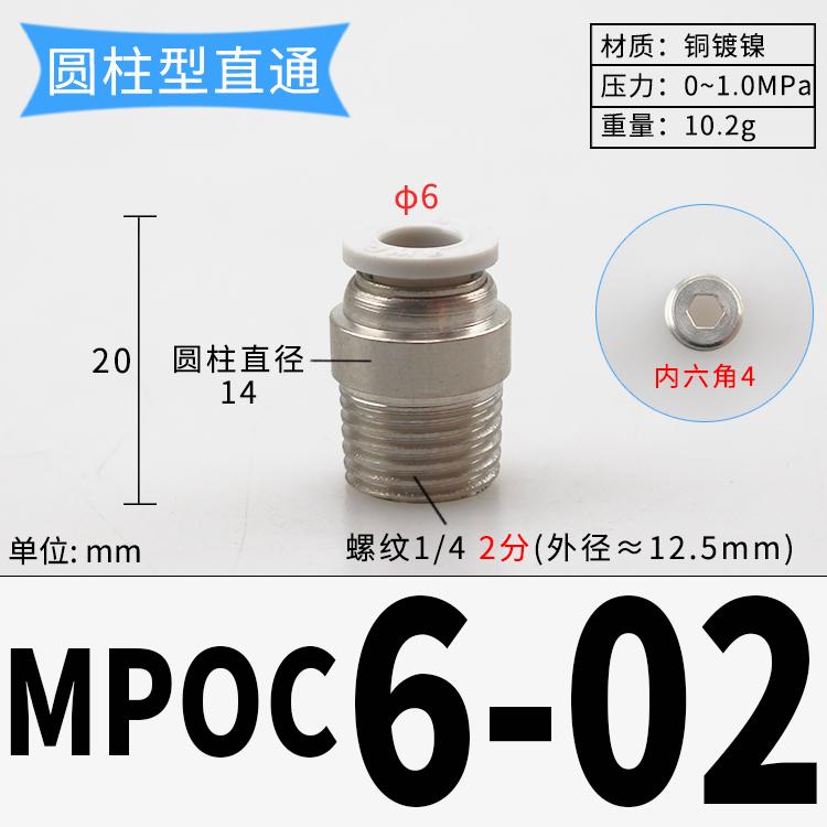 PC M3/4/5/6/8 1/8" 1/4" 3/8" BSP X 3 4 6 8 10mm Tube Brass Pneumatic Air Fittings Push In Connector For Air Compressor Cylinder