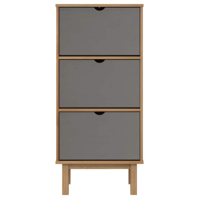 VidaXL Shoe Cabinet OTTA and 3 Drawers Brown and Grey Pine Wood 351310