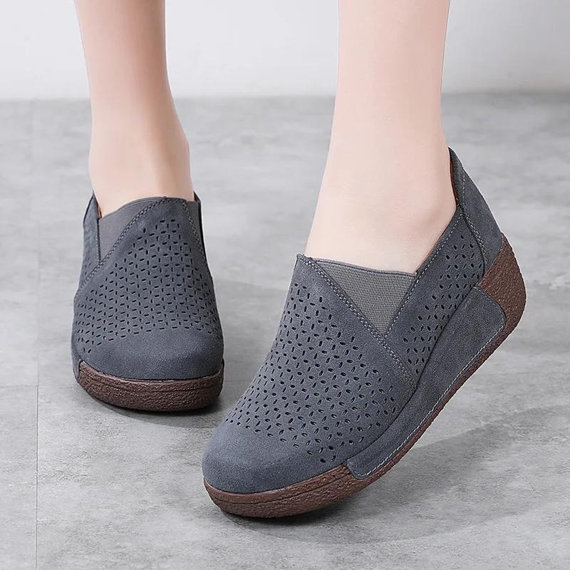 Spring Cow Suede Leather Ladies Loafers Women's Shoes Platform Flats Sneakers Female Moccasins Shoe Women Creepers Slip On Shoes