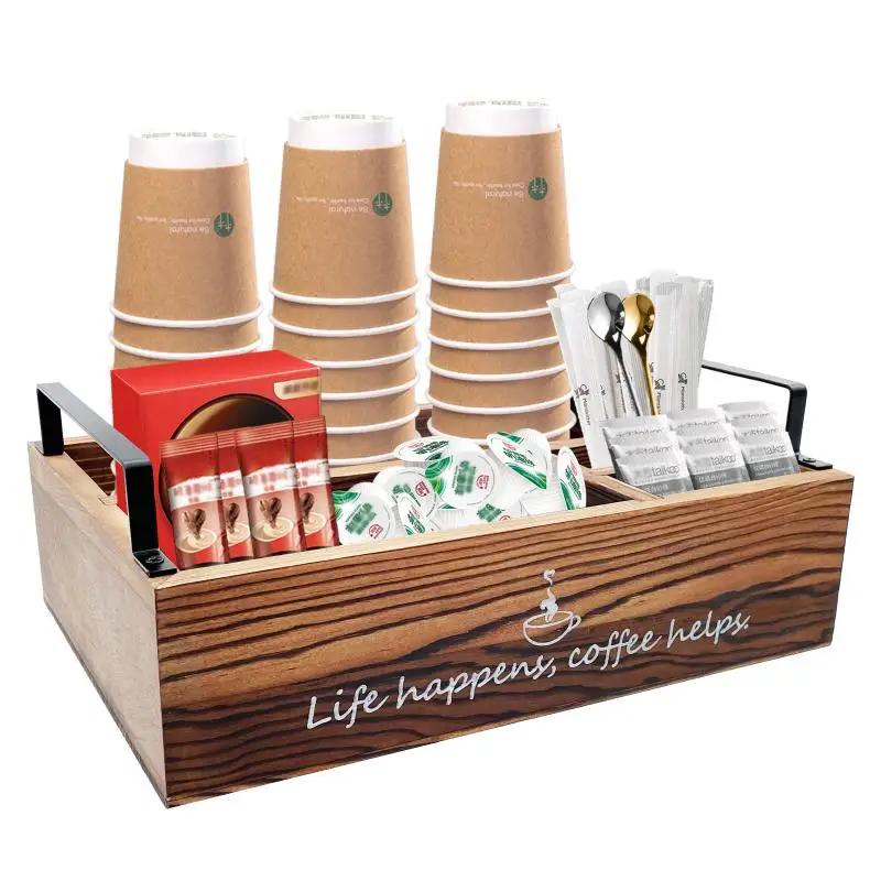 

1 шт. Подставка для чашек большой вместимости для кофейных капсул для барной стойки, органайзер для кафе-станции, декоративная коробка, кухонные аксессуары коричневый