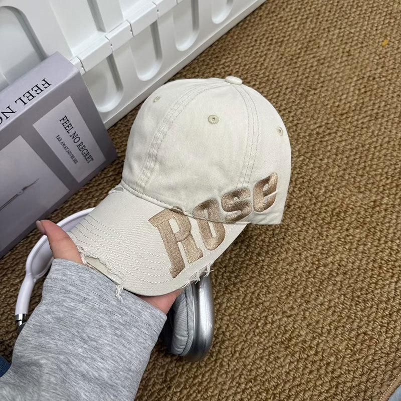 Streetwear Baseball Cap With Embroidered Letters And Wide Brim For Summer Sun Protection