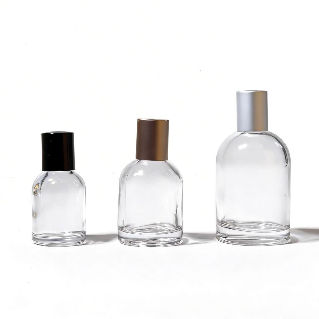 Transparent Cylindrical Glass Perfume Bottle with Bayonet Screw Cap