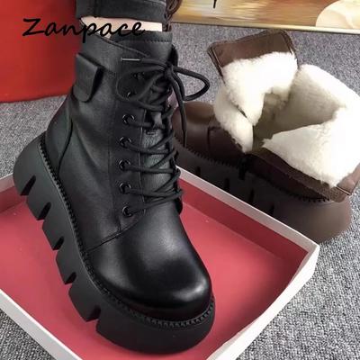 Bottines courtes pour femmes 2024 Cuir Confortables Bottines Imperméables à semelle épaisse Rembourrées Chaud Chaussures pour femmes Bottes à plateforme décontractées
