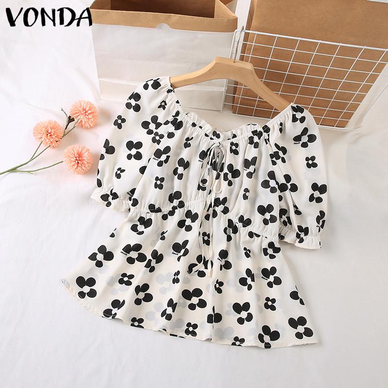 

VONDA Summer Женские Холодные Плечи Пышные Рукава Цветочные Топы