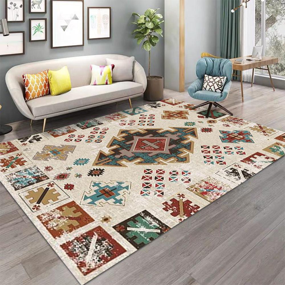 Turkish Style Area Rug Ethnic Carpet Antique Rug Bohemian Carpet Nonslip Rug Boho Washable Floor Mat for Living Room