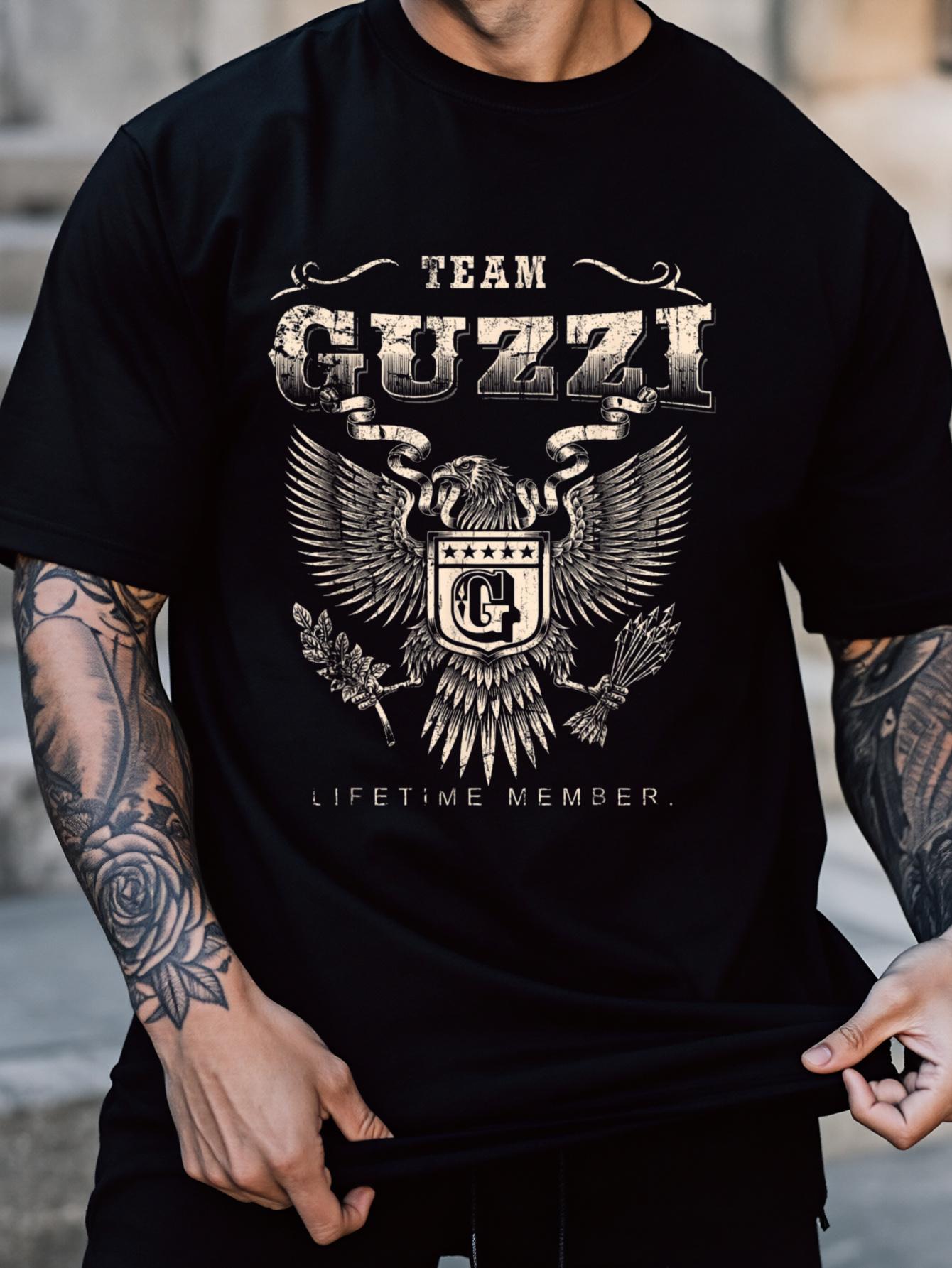 Nouveau Style T-shirt Emblème Aigle Équipe Guzzi Design Amusant et Audacieux Unisexe Noir Vêtement Décontracté pour Sorties Quotidiennes Cadeau Parfait pour les Fêtes 100% Tendance M gray