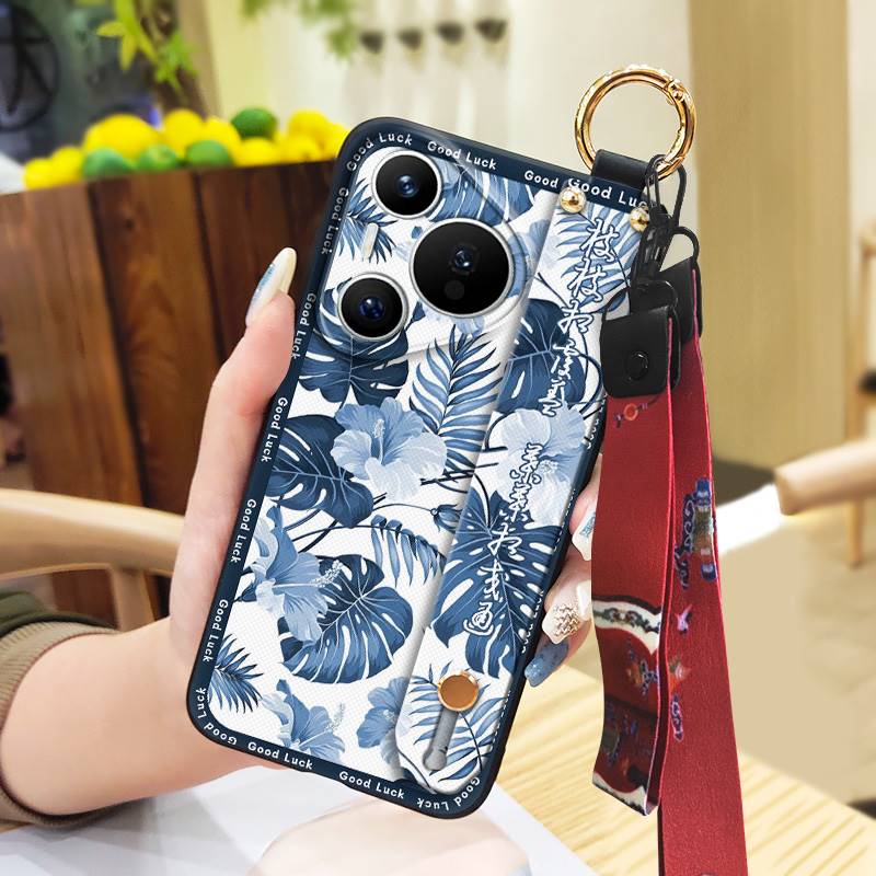 Durable For Mom Phone Case For Huawei P70 Pro/Pura 70 Pro+ Chinese Style Ring Silicone Protective Elderly Lady Lanyard