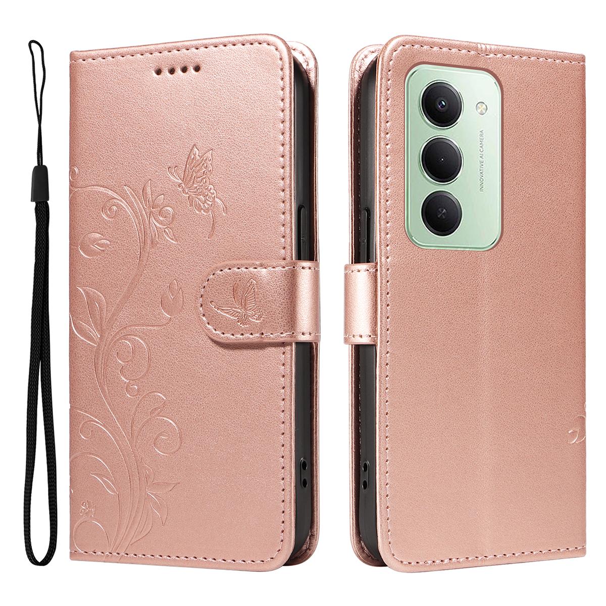 

Для Xiaomi Redmi 15 4G (Європа) (171мм) Чохли з ПУ шкіри з квітковим візерунком, гаманець-підставка, чохол для телефону з ремінцем