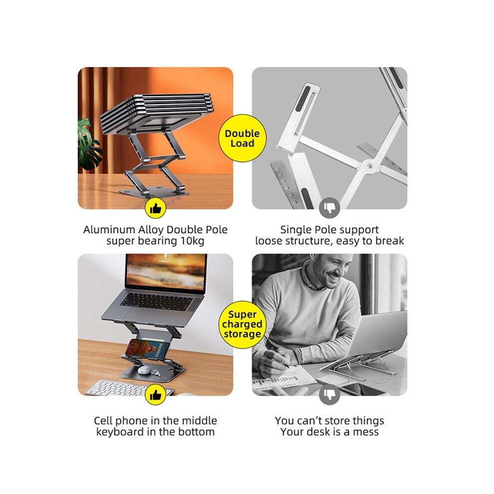 Adjustable Laptop Stand Aluminium Foldable Holder Portable Notebook Tablet for Air Pro